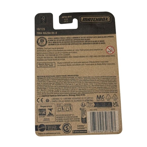 Matchbox 2004 Mazda RX-8 Blue Diecast Car 10/125 New - Picture 3 of 3